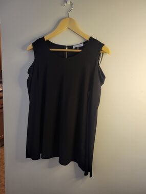 Calvin Klein Black Long Sleeve,Cold Shoulder, Round Neck Top